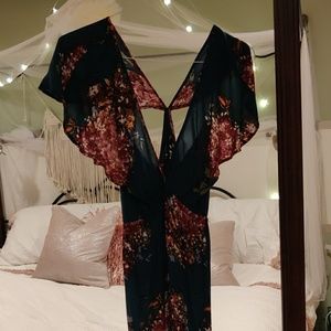 Long blue floral dress